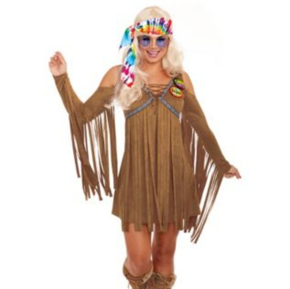 Groovy Girl Hippie Adult Halloween Costume Women's Size Medium 6-10 New Spirit